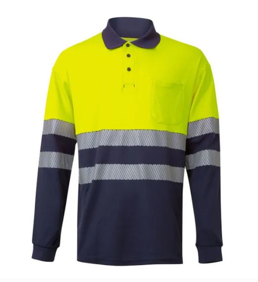 Polo bicolor manga larga amarillo o naranja