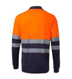 Polo bicolor manga larga amarillo o naranja