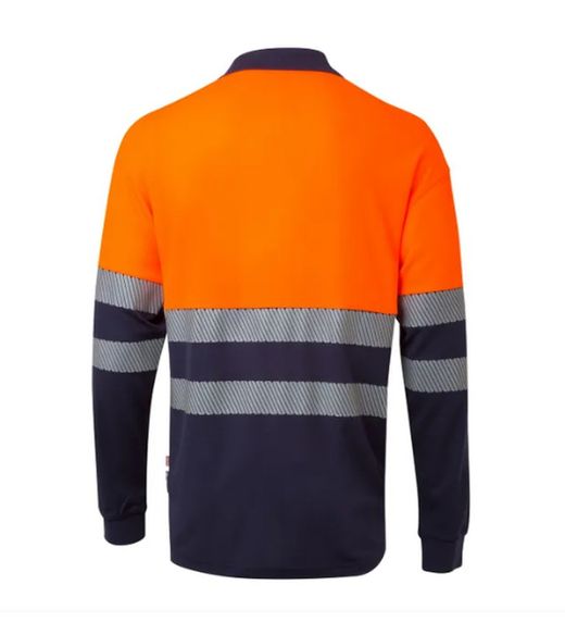 Polo bicolor manga larga amarillo o naranja