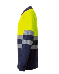 Polo bicolor manga larga amarillo o naranja