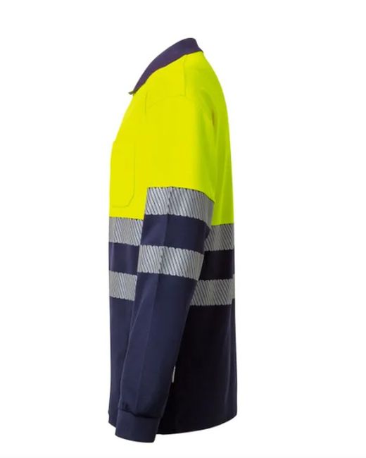 Polo bicolor manga larga amarillo o naranja