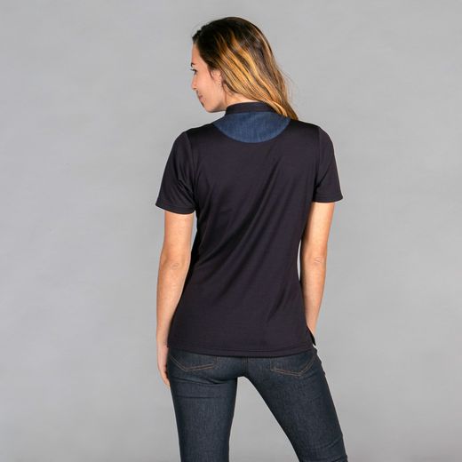 Polo femme noir ou blanc col mao