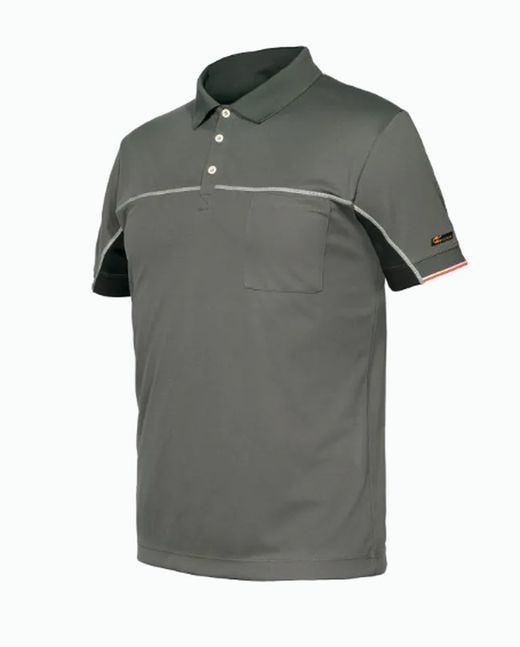 Polo tecnico con inserciones reflectantes en gris o azul