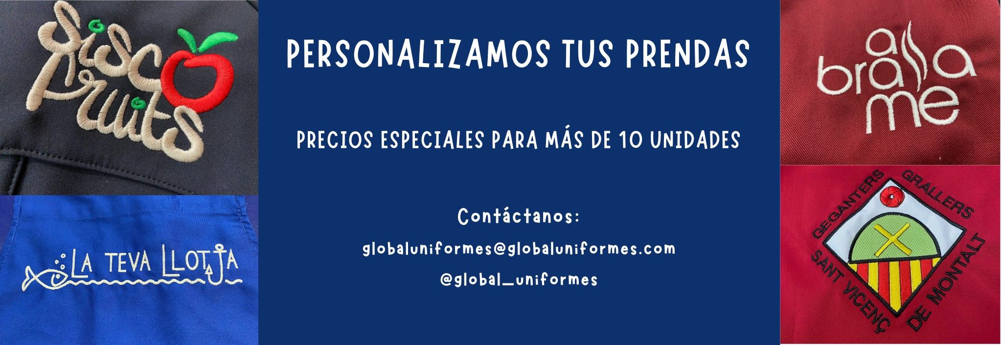 Personalización de prendas para uniformes laborales con bordado o estampado. Global Uniformes
